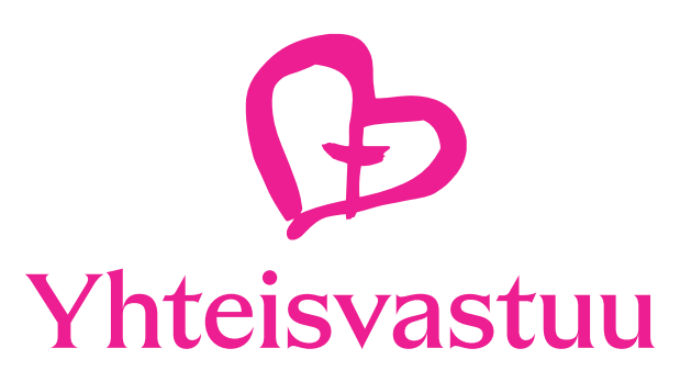 Virallinen pinkki yhteisvastuulogo tekstillä